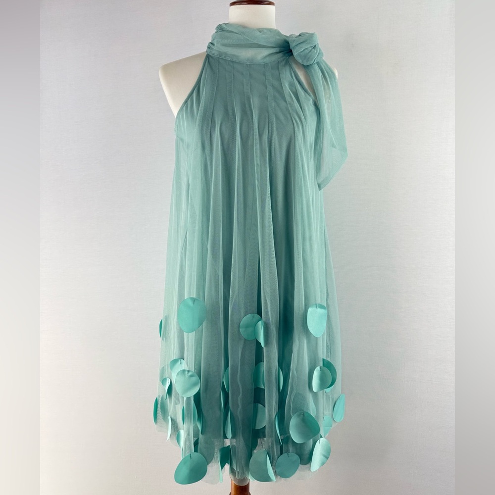 Ryu | ModCloth Seafoam Green Halter Mesh Bubble Shift Dress - Picture 3 of 11